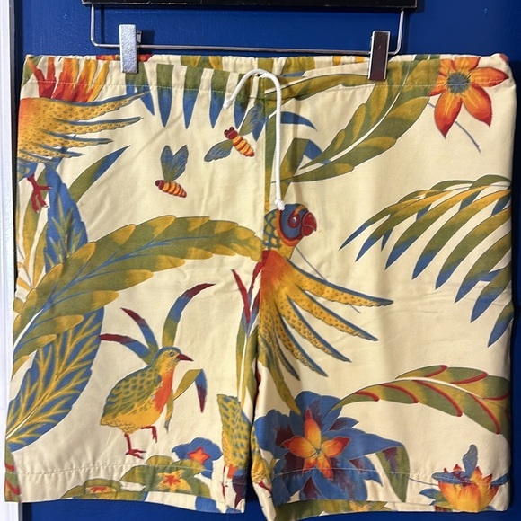 Women’s CoCo Shop Antigua High Waisted Tropical Print Drawstring Shorts Size L - Picture 2 of 6